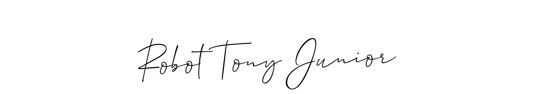 Also You can easily find your signature by using the search form. We will create Robot Tony Junior name handwritten signature images for you free of cost using Allison_Script sign style. Robot Tony Junior signature style 2 images and pictures png