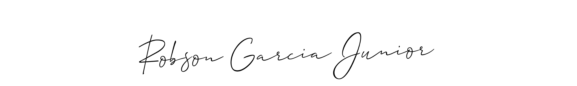 Allison_Script is a professional signature style that is perfect for those who want to add a touch of class to their signature. It is also a great choice for those who want to make their signature more unique. Get Robson Garcia Junior name to fancy signature for free. Robson Garcia Junior signature style 2 images and pictures png