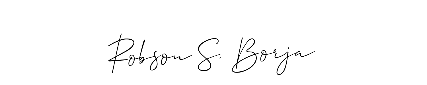 How to make Robson S. Borja signature? Allison_Script is a professional autograph style. Create handwritten signature for Robson S. Borja name. Robson S. Borja signature style 2 images and pictures png