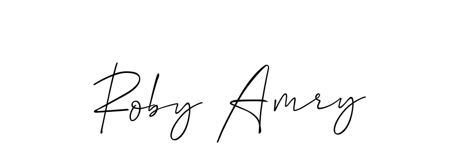The best way (Allison_Script) to make a short signature is to pick only two or three words in your name. The name Roby Amry include a total of six letters. For converting this name. Roby Amry signature style 2 images and pictures png