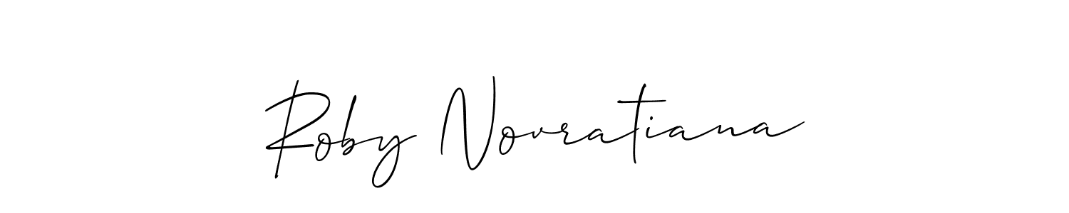 Create a beautiful signature design for name Roby Novratiana. With this signature (Allison_Script) fonts, you can make a handwritten signature for free. Roby Novratiana signature style 2 images and pictures png