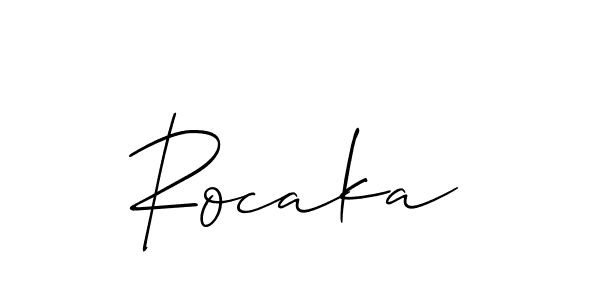 How to make Rocaka name signature. Use Allison_Script style for creating short signs online. This is the latest handwritten sign. Rocaka signature style 2 images and pictures png