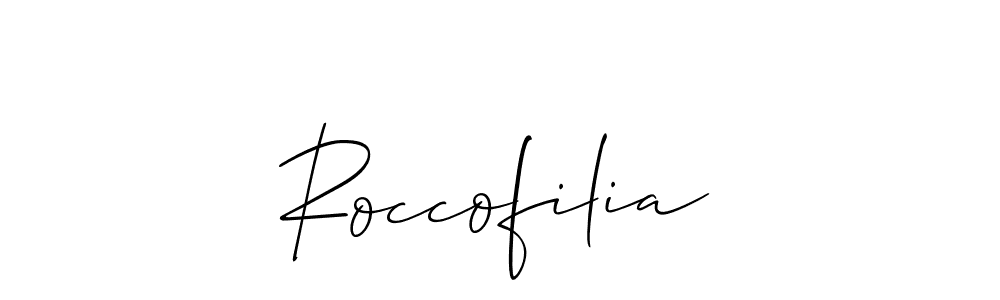 How to make Roccofilia name signature. Use Allison_Script style for creating short signs online. This is the latest handwritten sign. Roccofilia signature style 2 images and pictures png