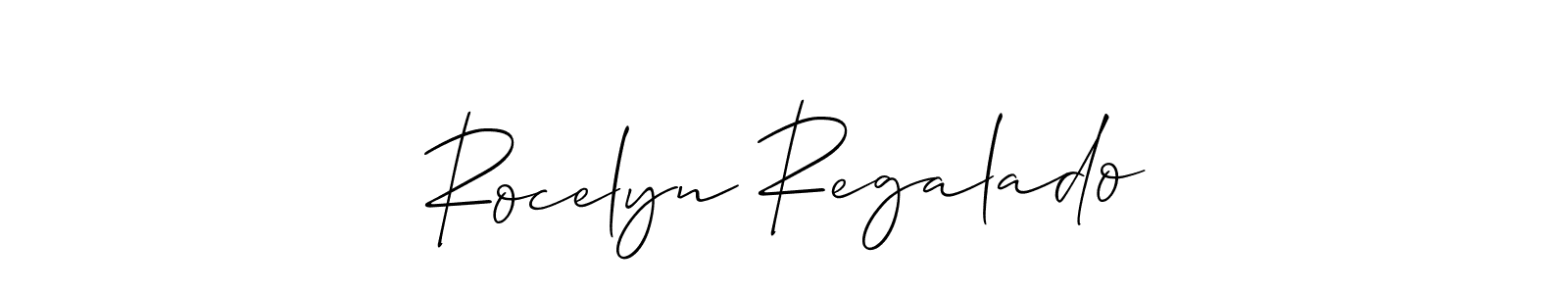 How to make Rocelyn Regalado name signature. Use Allison_Script style for creating short signs online. This is the latest handwritten sign. Rocelyn Regalado signature style 2 images and pictures png
