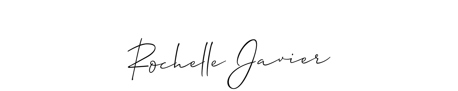 It looks lik you need a new signature style for name Rochelle Javier. Design unique handwritten (Allison_Script) signature with our free signature maker in just a few clicks. Rochelle Javier signature style 2 images and pictures png