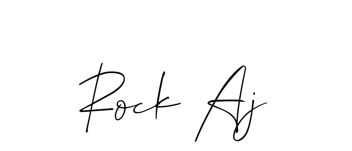 Also You can easily find your signature by using the search form. We will create Rock Aj name handwritten signature images for you free of cost using Allison_Script sign style. Rock Aj signature style 2 images and pictures png