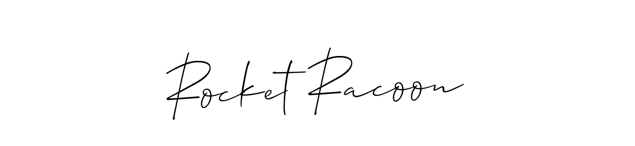 Make a beautiful signature design for name Rocket Racoon. With this signature (Allison_Script) style, you can create a handwritten signature for free. Rocket Racoon signature style 2 images and pictures png