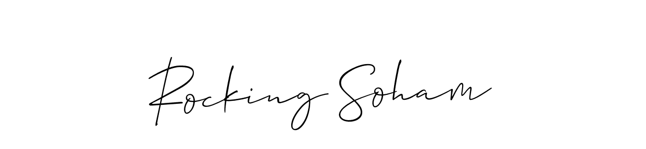 How to make Rocking Soham name signature. Use Allison_Script style for creating short signs online. This is the latest handwritten sign. Rocking Soham signature style 2 images and pictures png