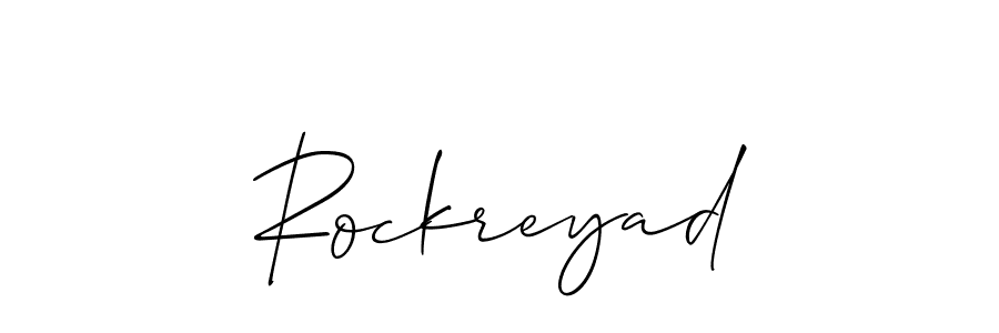 Allison_Script is a professional signature style that is perfect for those who want to add a touch of class to their signature. It is also a great choice for those who want to make their signature more unique. Get Rockreyad name to fancy signature for free. Rockreyad signature style 2 images and pictures png