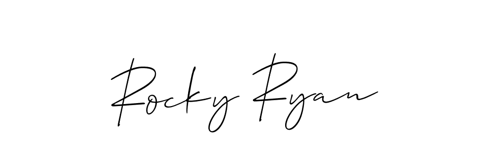 Allison_Script is a professional signature style that is perfect for those who want to add a touch of class to their signature. It is also a great choice for those who want to make their signature more unique. Get Rocky Ryan name to fancy signature for free. Rocky Ryan signature style 2 images and pictures png