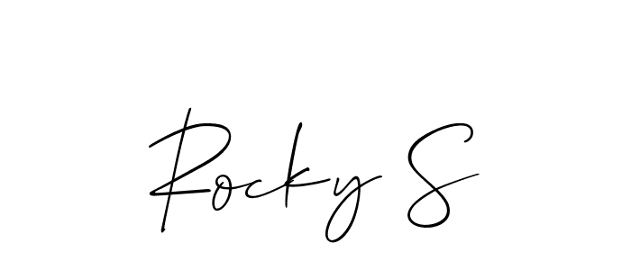 Also You can easily find your signature by using the search form. We will create Rocky S name handwritten signature images for you free of cost using Allison_Script sign style. Rocky S signature style 2 images and pictures png