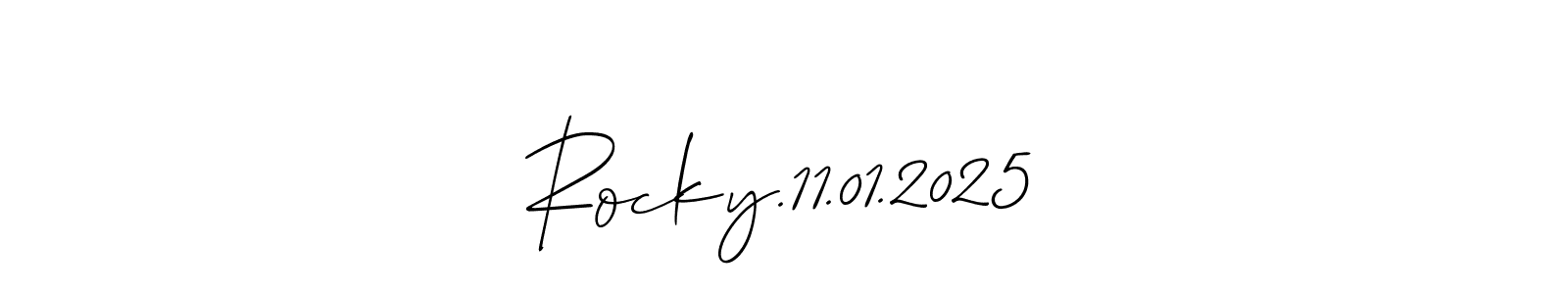 Use a signature maker to create a handwritten signature online. With this signature software, you can design (Allison_Script) your own signature for name Rocky.11.01.2025. Rocky.11.01.2025 signature style 2 images and pictures png