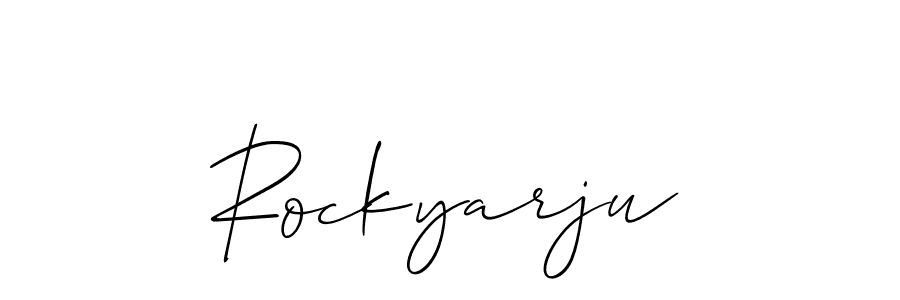 Make a beautiful signature design for name Rockyarju. With this signature (Allison_Script) style, you can create a handwritten signature for free. Rockyarju signature style 2 images and pictures png