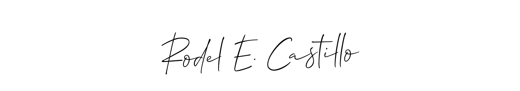 Similarly Allison_Script is the best handwritten signature design. Signature creator online .You can use it as an online autograph creator for name Rodel E. Castillo. Rodel E. Castillo signature style 2 images and pictures png