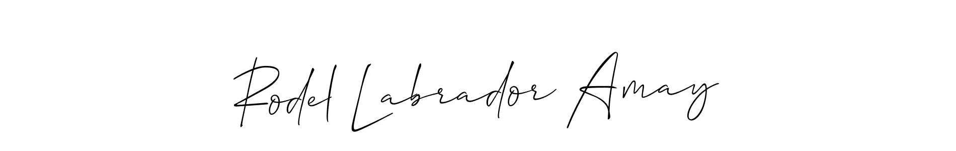 Allison_Script is a professional signature style that is perfect for those who want to add a touch of class to their signature. It is also a great choice for those who want to make their signature more unique. Get Rodel Labrador Amay name to fancy signature for free. Rodel Labrador Amay signature style 2 images and pictures png