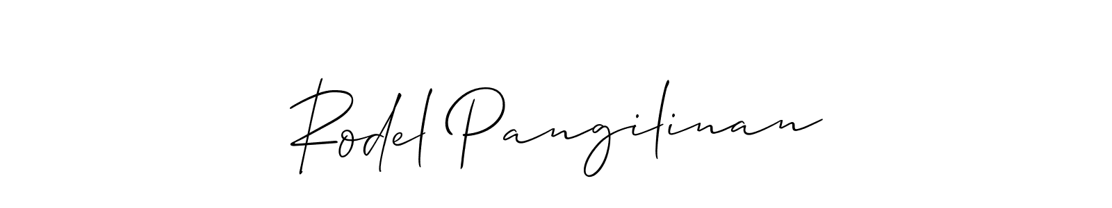 The best way (Allison_Script) to make a short signature is to pick only two or three words in your name. The name Rodel Pangilinan include a total of six letters. For converting this name. Rodel Pangilinan signature style 2 images and pictures png