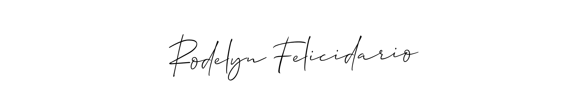 Also You can easily find your signature by using the search form. We will create Rodelyn Felicidario name handwritten signature images for you free of cost using Allison_Script sign style. Rodelyn Felicidario signature style 2 images and pictures png