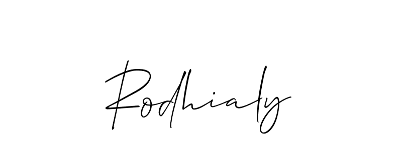 Design your own signature with our free online signature maker. With this signature software, you can create a handwritten (Allison_Script) signature for name Rodhialy. Rodhialy signature style 2 images and pictures png