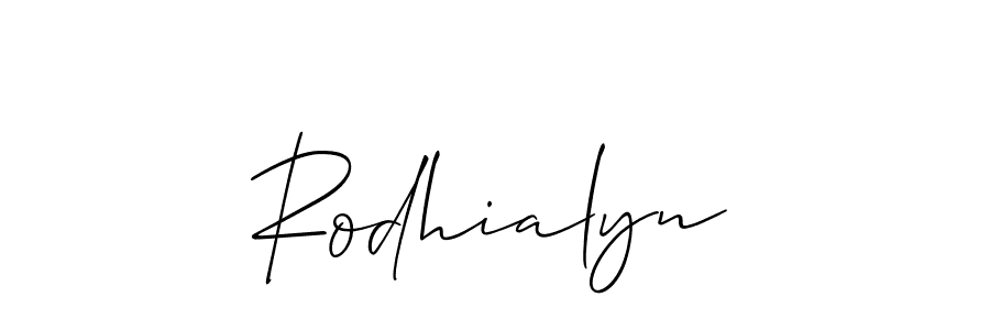 How to make Rodhialyn name signature. Use Allison_Script style for creating short signs online. This is the latest handwritten sign. Rodhialyn signature style 2 images and pictures png