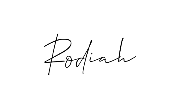 Make a short Rodiah signature style. Manage your documents anywhere anytime using Allison_Script. Create and add eSignatures, submit forms, share and send files easily. Rodiah signature style 2 images and pictures png