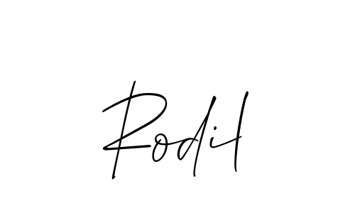 Create a beautiful signature design for name Rodil. With this signature (Allison_Script) fonts, you can make a handwritten signature for free. Rodil signature style 2 images and pictures png