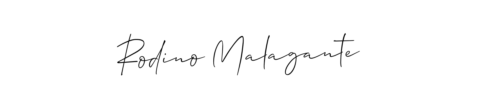 You should practise on your own different ways (Allison_Script) to write your name (Rodino Malagante) in signature. don't let someone else do it for you. Rodino Malagante signature style 2 images and pictures png