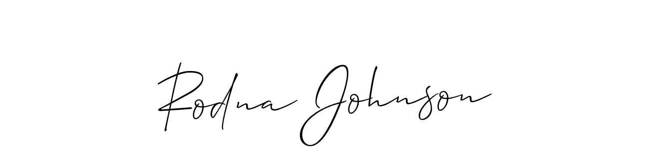 How to make Rodna Johnson signature? Allison_Script is a professional autograph style. Create handwritten signature for Rodna Johnson name. Rodna Johnson signature style 2 images and pictures png