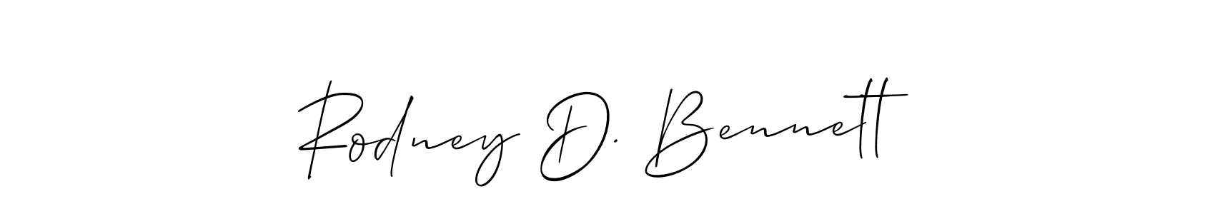 if you are searching for the best signature style for your name Rodney D. Bennett. so please give up your signature search. here we have designed multiple signature styles  using Allison_Script. Rodney D. Bennett signature style 2 images and pictures png