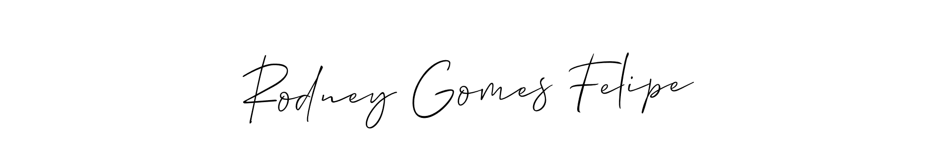 Similarly Allison_Script is the best handwritten signature design. Signature creator online .You can use it as an online autograph creator for name Rodney Gomes Felipe. Rodney Gomes Felipe signature style 2 images and pictures png