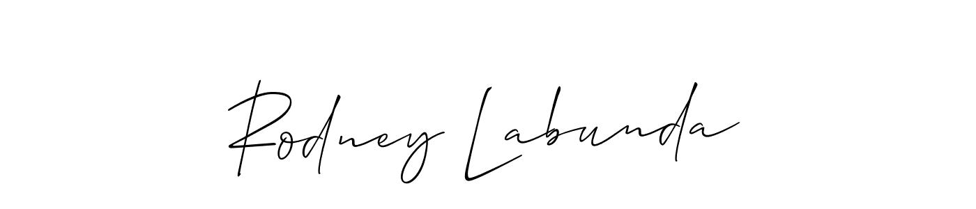 How to make Rodney Labunda signature? Allison_Script is a professional autograph style. Create handwritten signature for Rodney Labunda name. Rodney Labunda signature style 2 images and pictures png