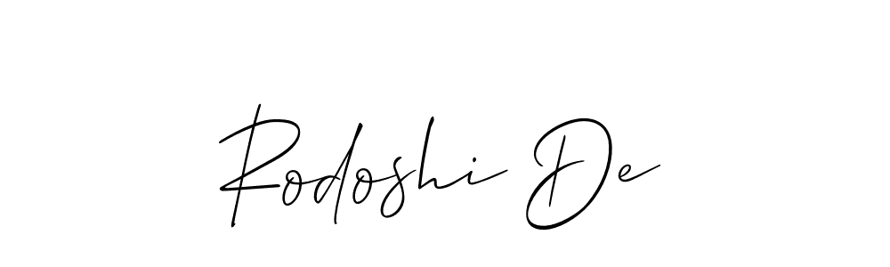 Make a short Rodoshi De signature style. Manage your documents anywhere anytime using Allison_Script. Create and add eSignatures, submit forms, share and send files easily. Rodoshi De signature style 2 images and pictures png