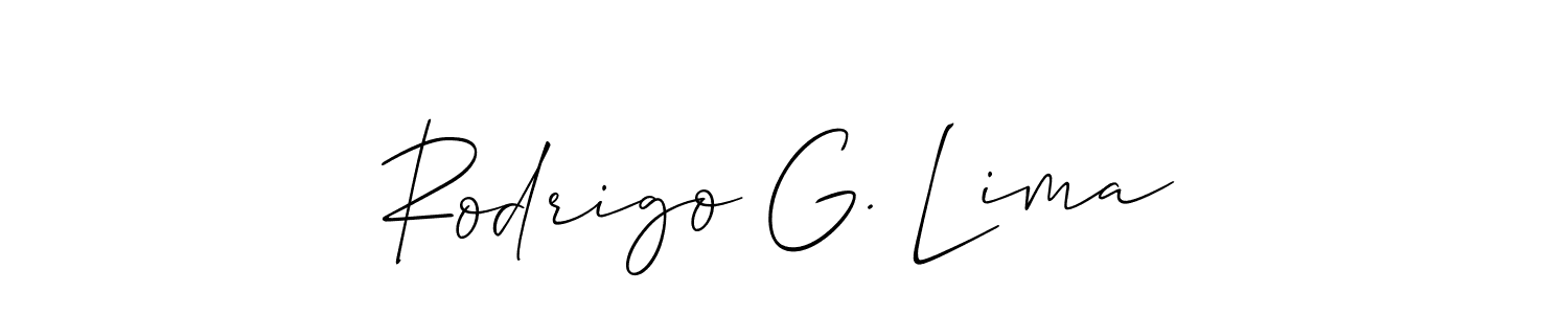 Create a beautiful signature design for name Rodrigo G. Lima. With this signature (Allison_Script) fonts, you can make a handwritten signature for free. Rodrigo G. Lima signature style 2 images and pictures png