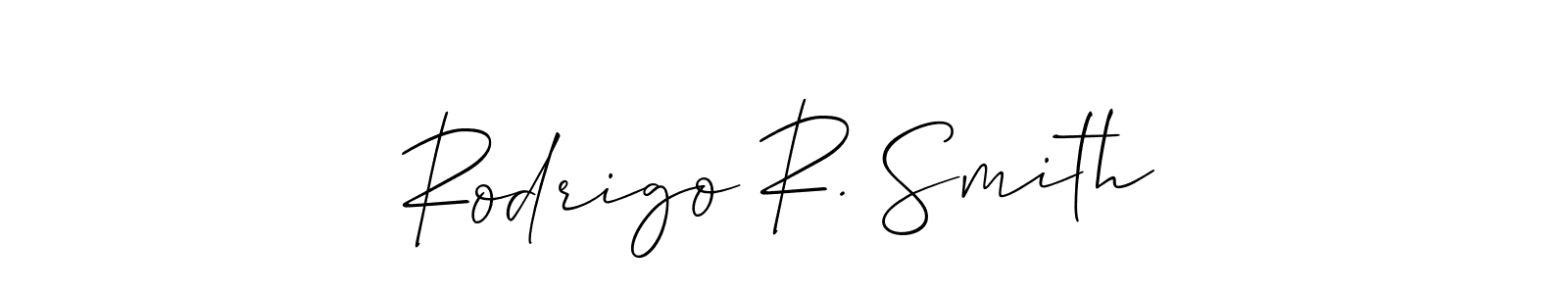 Create a beautiful signature design for name Rodrigo R. Smith. With this signature (Allison_Script) fonts, you can make a handwritten signature for free. Rodrigo R. Smith signature style 2 images and pictures png