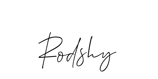 Use a signature maker to create a handwritten signature online. With this signature software, you can design (Allison_Script) your own signature for name Rodshy. Rodshy signature style 2 images and pictures png