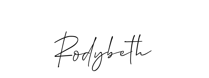 Rodybeth stylish signature style. Best Handwritten Sign (Allison_Script) for my name. Handwritten Signature Collection Ideas for my name Rodybeth. Rodybeth signature style 2 images and pictures png