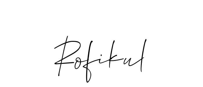 How to make Rofikul name signature. Use Allison_Script style for creating short signs online. This is the latest handwritten sign. Rofikul signature style 2 images and pictures png