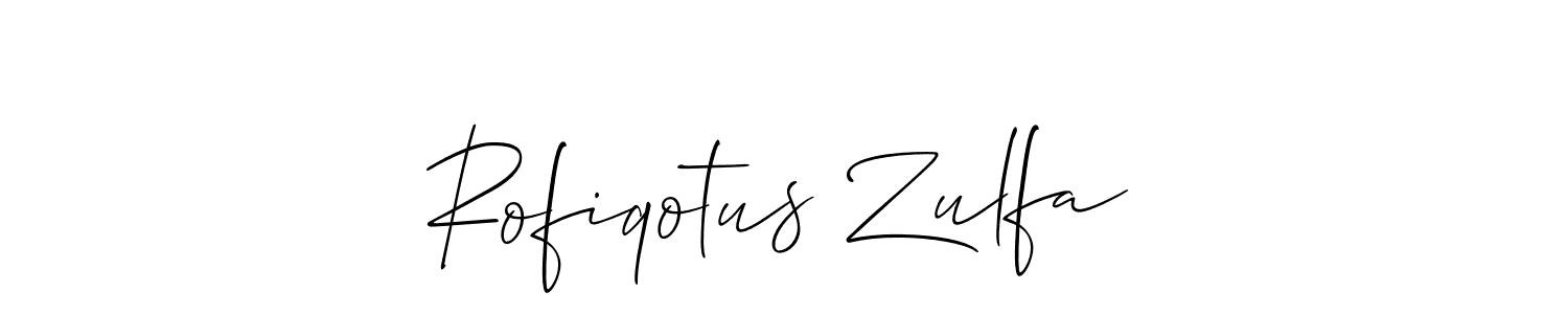 Design your own signature with our free online signature maker. With this signature software, you can create a handwritten (Allison_Script) signature for name Rofiqotus Zulfa. Rofiqotus Zulfa signature style 2 images and pictures png