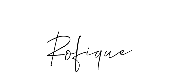 if you are searching for the best signature style for your name Rofique. so please give up your signature search. here we have designed multiple signature styles  using Allison_Script. Rofique signature style 2 images and pictures png