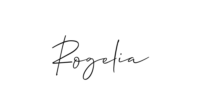 Make a beautiful signature design for name Rogelia. With this signature (Allison_Script) style, you can create a handwritten signature for free. Rogelia signature style 2 images and pictures png