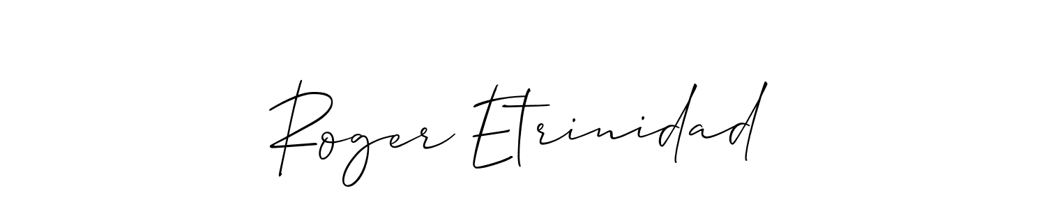 Use a signature maker to create a handwritten signature online. With this signature software, you can design (Allison_Script) your own signature for name Roger Etrinidad. Roger Etrinidad signature style 2 images and pictures png