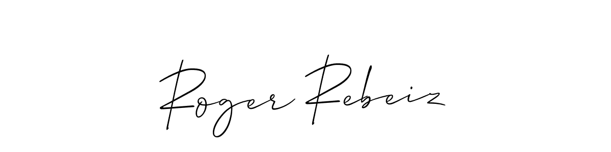 The best way (Allison_Script) to make a short signature is to pick only two or three words in your name. The name Roger Rebeiz include a total of six letters. For converting this name. Roger Rebeiz signature style 2 images and pictures png