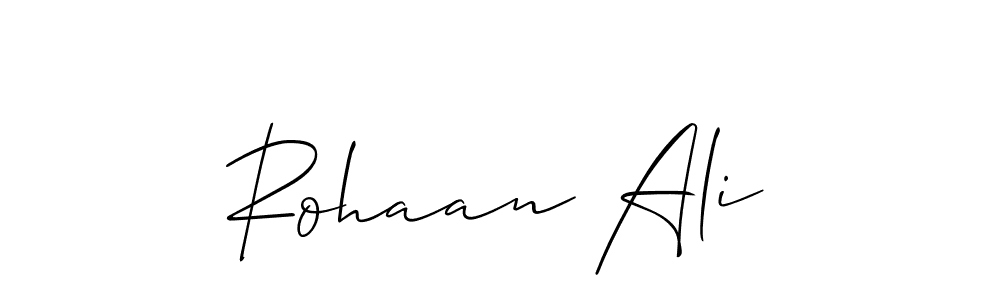 How to make Rohaan Ali name signature. Use Allison_Script style for creating short signs online. This is the latest handwritten sign. Rohaan Ali signature style 2 images and pictures png