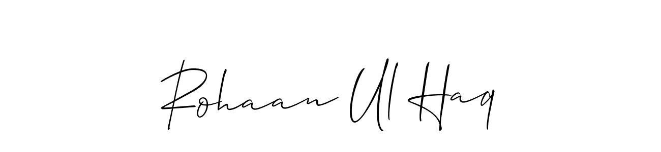 Also You can easily find your signature by using the search form. We will create Rohaan Ul Haq name handwritten signature images for you free of cost using Allison_Script sign style. Rohaan Ul Haq signature style 2 images and pictures png