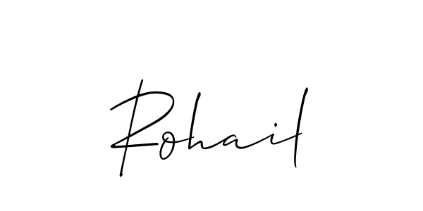 Use a signature maker to create a handwritten signature online. With this signature software, you can design (Allison_Script) your own signature for name Rohail. Rohail signature style 2 images and pictures png