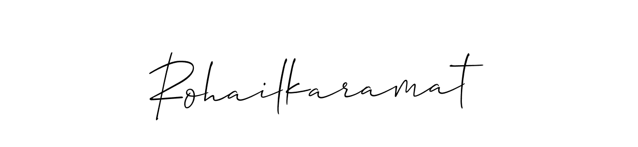 Also we have Rohailkaramat name is the best signature style. Create professional handwritten signature collection using Allison_Script autograph style. Rohailkaramat signature style 2 images and pictures png