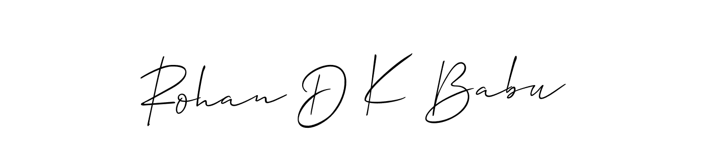 Design your own signature with our free online signature maker. With this signature software, you can create a handwritten (Allison_Script) signature for name Rohan D K Babu. Rohan D K Babu signature style 2 images and pictures png