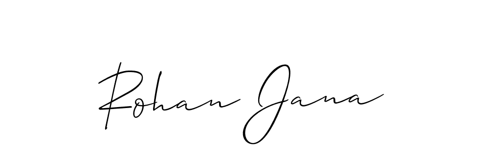 The best way (Allison_Script) to make a short signature is to pick only two or three words in your name. The name Rohan Jana include a total of six letters. For converting this name. Rohan Jana signature style 2 images and pictures png