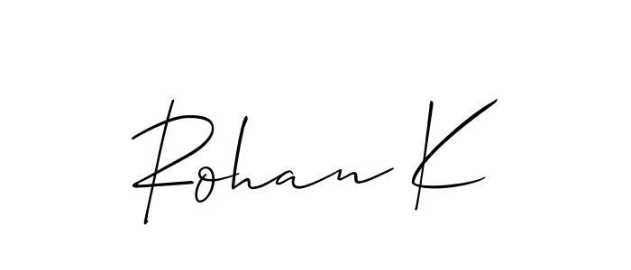 How to make Rohan K signature? Allison_Script is a professional autograph style. Create handwritten signature for Rohan K name. Rohan K signature style 2 images and pictures png