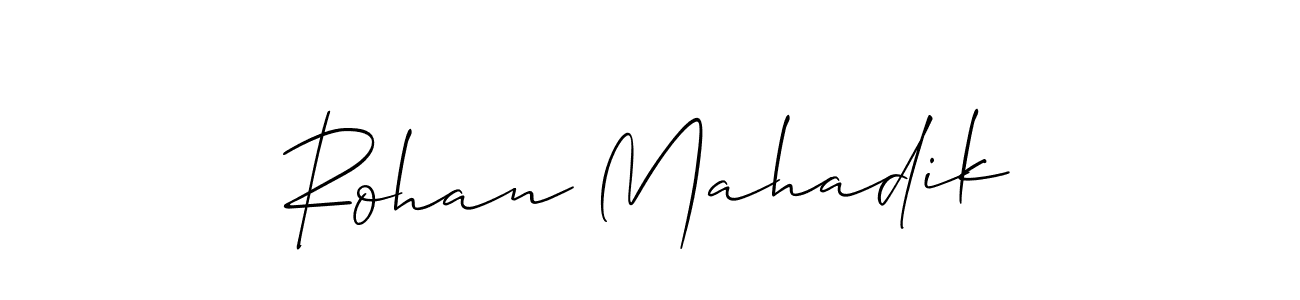 Allison_Script is a professional signature style that is perfect for those who want to add a touch of class to their signature. It is also a great choice for those who want to make their signature more unique. Get Rohan Mahadik name to fancy signature for free. Rohan Mahadik signature style 2 images and pictures png