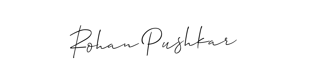 Make a beautiful signature design for name Rohan Pushkar. With this signature (Allison_Script) style, you can create a handwritten signature for free. Rohan Pushkar signature style 2 images and pictures png